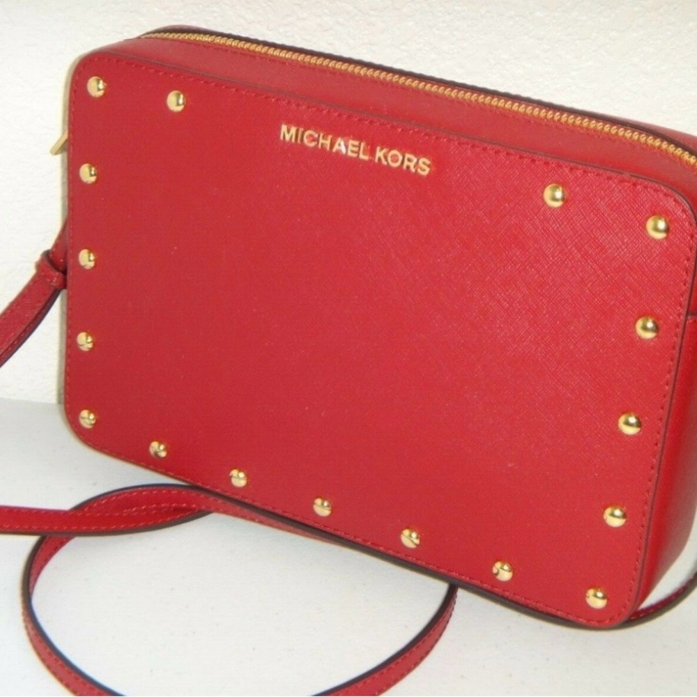 Michael Kors Sandrine Stud Large EW  Crossbody Bag with Gold Studs